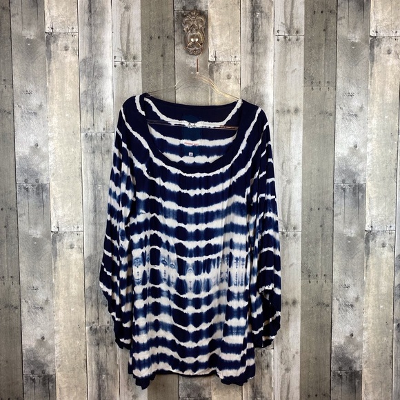 Johnny Was Ballion Tunic in Navy Blue Tie Dye Size - Picture 1 of 7